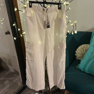 Sincerely Jules White Linen Cargo Pants